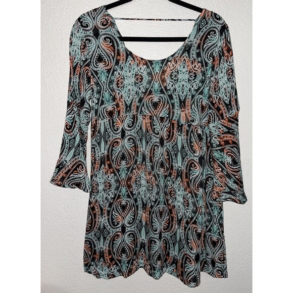 P inc Paisley Multi Color Blouse Top Women Sz Med. Open Back - Picture 5 of 7